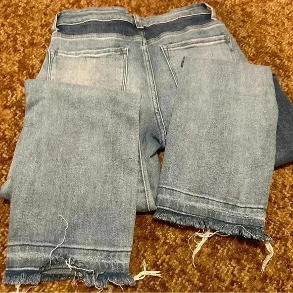Flying Monkey sz 26 two tone color block jean frayed hem high waist best seller - Picture 10 of 10